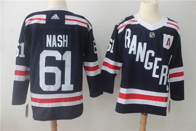 Men New York Rangers #61 Nash Dark Blue Hockey Stitched Adidas NHL Jerseys->new york rangers->NHL Jersey